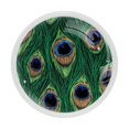 thumbnail image 1 of 4 Pcs Peacock Feathers Knobs for Kitchen Cabinet Cupboard Dresser Bookcase Drawer Pulls Handles Round Home Decor, 1 of 5