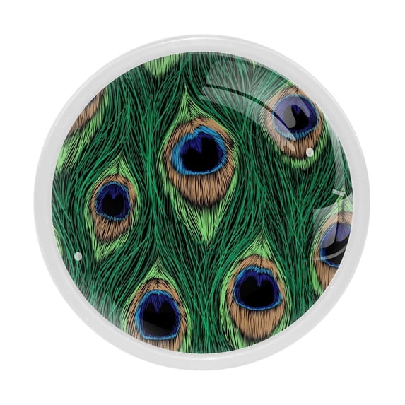4 Pcs Peacock Feathers Knobs for Kitchen Cabinet Cupboard Dresser Bookcase Drawer Pulls Handles Round Home Decor
