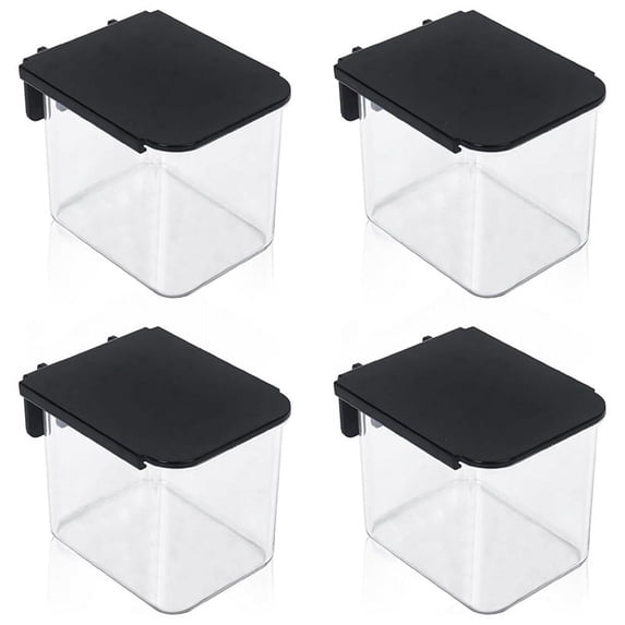 4 Pcs Pegboard Accessories with Lid, 3.9 X 3.2 X 3.2 Inch Pegboard Bins with Hooks, Clear Plastic Pegboard Containers