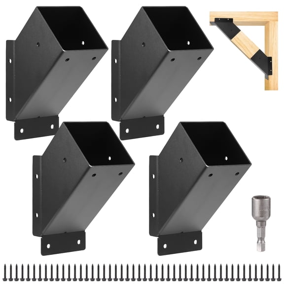 4 Pcs Pergola Brackets, 4x4" 45-Degree Angle Brackets, Outdoor Corner Support Brackets, Heavy Duty Corner Connectors, Ideal for Deer Stands, Treehouses, Pergolas, Swing Set