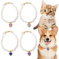 thumbnail image 1 of 4 Pcs Pet Pearl Necklaces with Heart Shape Rhinestone Dog Cat Fancy Collars with Crystal Pendant Pet Collar Pet Charms for Wedding Birthday Party for Puppy Pets Small Dogs, 1 of 8