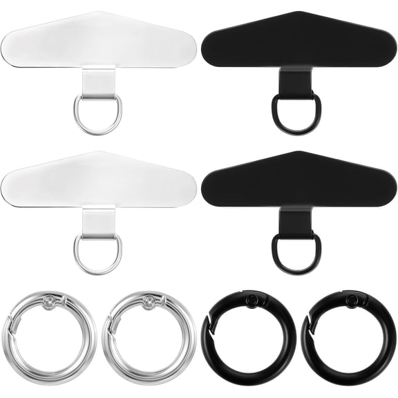 4 Pcs Phone Tether Tab, Metal Hook With Ring, Strap Lanyard Accessories Attachment for Lanyard, Universal Cellphone Pad Full Case