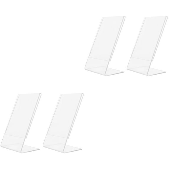 4 Pcs Photo Frame Acrylic Price Tag Stand Display Shelves Picture Frames Menu Holder Certificate