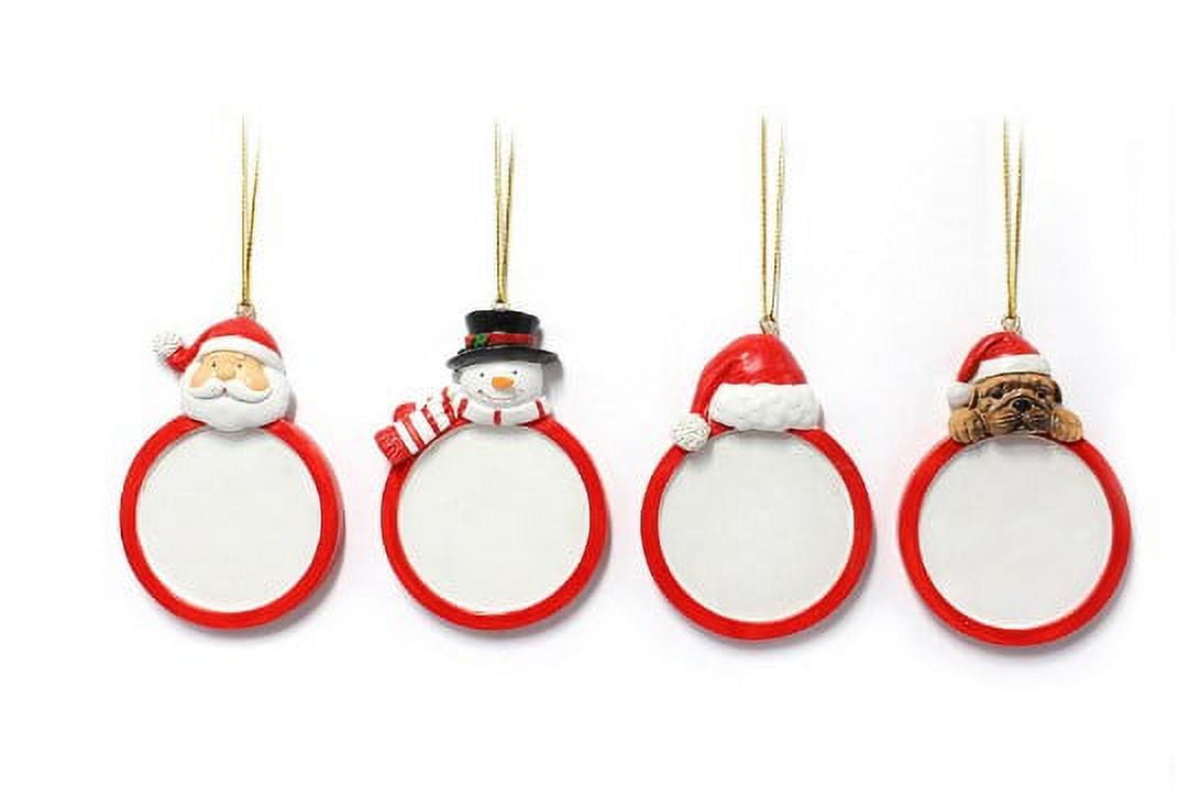 4 Pcs Photo Frame Ornaments Christmas Round Picture Frames Christmas