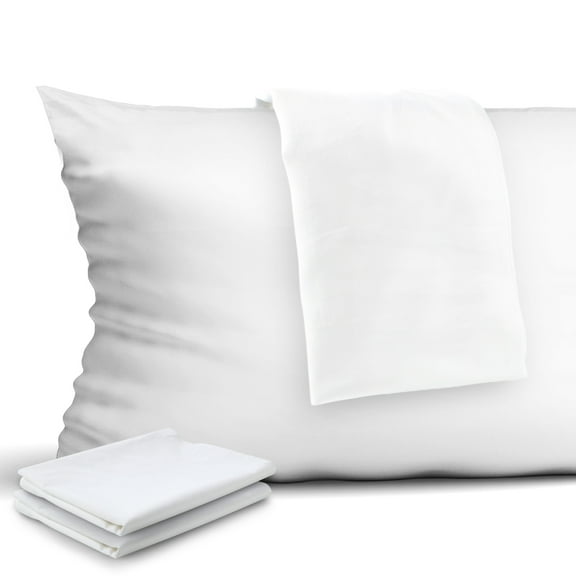 4 Pcs Pillowcases, 400 Thread Count Cotton Pillow Cover with Hidden Zipper Pillow Case, White Standard