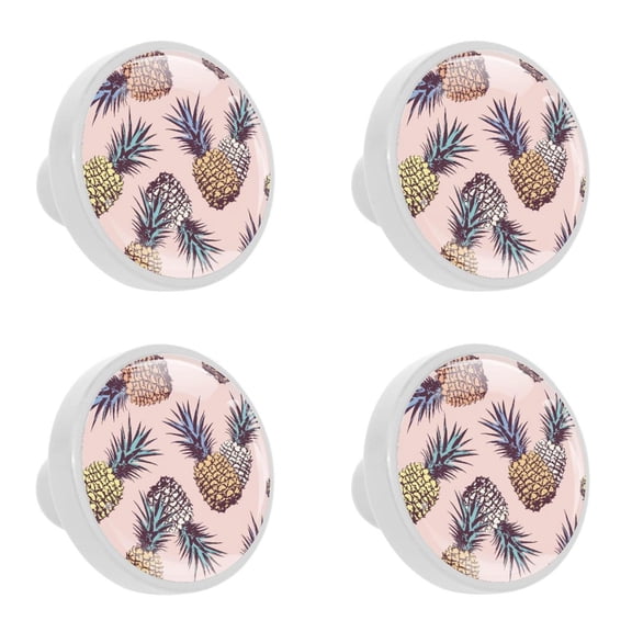 4 Pcs Pineapple Knobs for Kitchen Cabinet Cupboard Dresser Bookcase Drawer Pulls Handles Round Home Decor