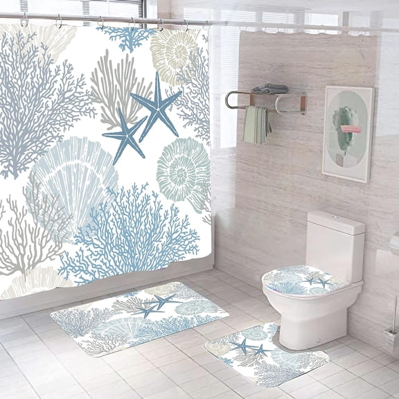 4 Pcs Pink Bathroom Shower Curtain Set with Waterproof Shower Curtain, Non-Slip Soft Flannel Rugs, Toilet Lid Cover, Bath Mat and 12 Hooks for Home Decorations, Pink, 72"x72"