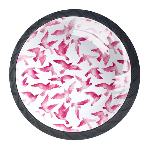 4 Pcs Pink Bird Knobs for Kitchen Cabinet Cupboard Dresser Bookcase Drawer Pulls Handles Round Home Decor