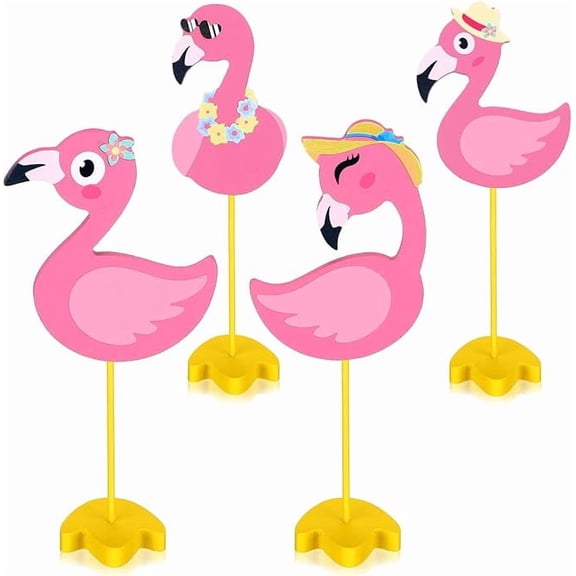 4 Pcs Pink Flamingo Table Decor Summer Christmas Hawaii Party Decoration