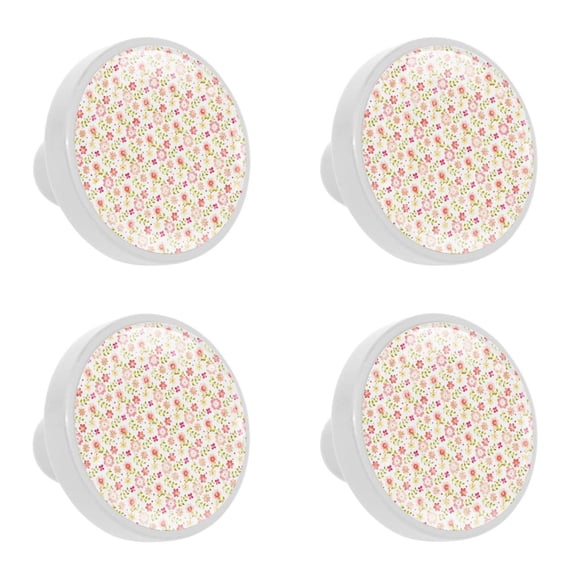 4 Pcs Pink Flower Knobs for Kitchen Cabinet Cupboard Dresser Bookcase Drawer Pulls Handles Round Home Decor
