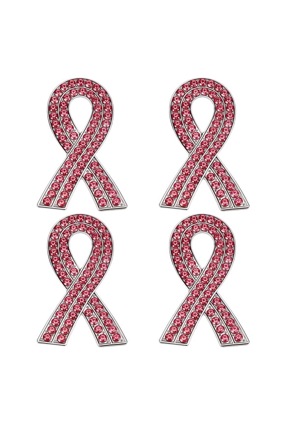 4 Pcs Pink Ribbon Pin Breast Cancer Awareness Pin Charity Event Favors Pins Supplies Awareness Ribbon Pins Ribbon Rhinestone Brooch