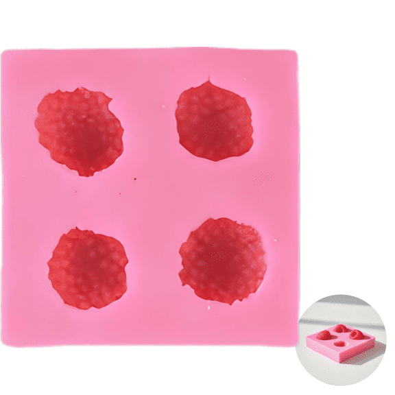 4 Pcs Pink Silicone Fruit Molds Set, Realistic Strawberry Orange Blueberry Raspberry Candy Makers, Easy Release for Baking, Pudding, Soap, Candle Making, DIY Fun