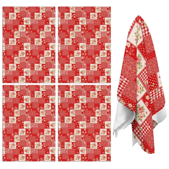 4 Pcs Pioneer Flower Floral Print Pattern Funny Kitchen Towels, Microfiber Dish Towels, Kitchen Tea Towels Set 18" X 26"