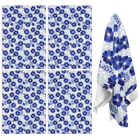 4 Pcs Pioneer Flower Floral Print Pattern Funny Kitchen Towels, Microfiber Dish Towels, Kitchen Tea Towels Set 18" X 26"