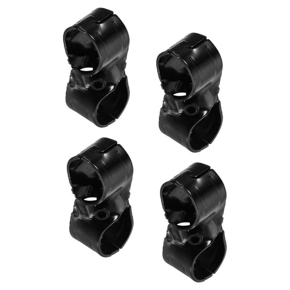 4 Pcs Pivot Tee Pipe Fittings Connector, 1-1/8" Adjustable 2-way Metal Connectors Corner Pipe Fittings End Rails Clamp with Screws for DIY Shelf Garden Support, Black