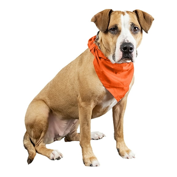 4 Pcs Plain Cotton Pets Dogs Bandana Triangle Shape - Large & Washable (Orange)