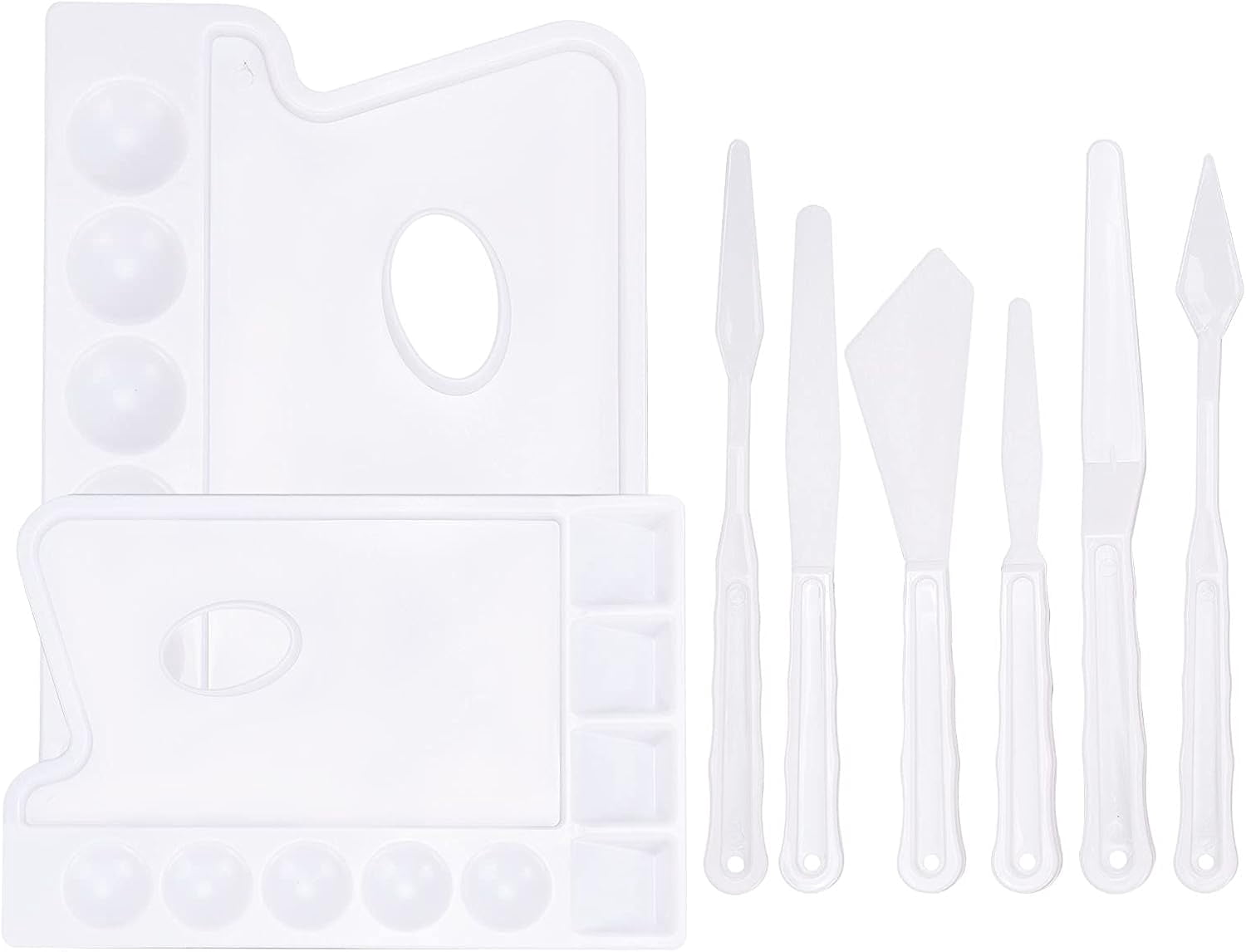 Paint Palette Rectangular 4 Pcs Plastic Artist Painting Palette 9.3x6.3x0.5Inch Plastic ...