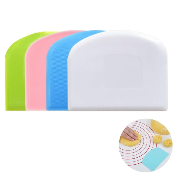 4 Pcs Plastic Dough Scraper, Duslogis Sourdough Bread Baking Supplies, Multipurpose Flexible Dough Cutter Bowl Scraper Tool, Baking Bench Scraper Kitchen Tools for Cake Bread Pizza Pastry Icing