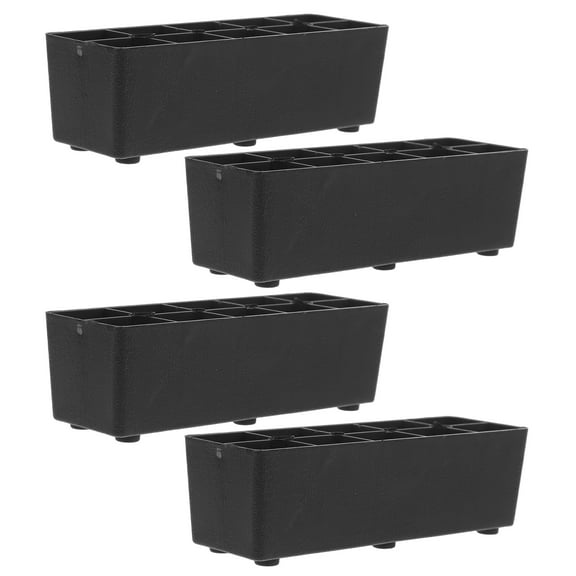 Black Plastic Furniture Legs for Beds Sofas Chairs Replacement Risers with 4 Pcs Storage Solution
