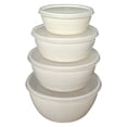 thumbnail image 1 of 4 Pcs Plastic Prep Bowls with Lids,Reusable BPA-Free Nesting Plastic Small Mixing Bowl Set for Mixing,Baking,Prepping,Cooking and Serving Food,Microwave and Dishwasher Safe (Z1-White), 1 of 6
