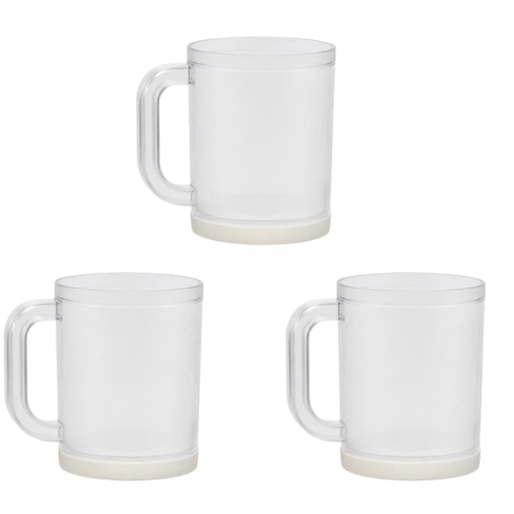 4 Pcs Plastic Shatter-Resistant Beer Mug,Freezer Cup with Handle for Beer Iced Coffee | Summer Home Drinks | Outdoor Picnic Cup | Family Gatherings Essential