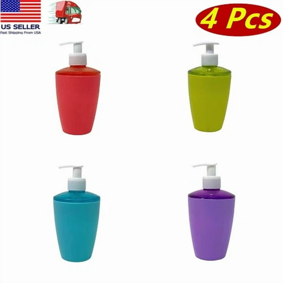 4 Pcs Plastic Shower Bottle Soap Dispenser Liquid Pump Container 4 Color