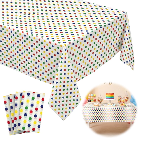 4 Pcs Plastic Table Cloth Disposable Tablecloth Waterproof Oil Resistant Party Table Cover for Holiday Gathering Outdoor Picnic Daily Event Use 54108 inch (Polka Dot Style)