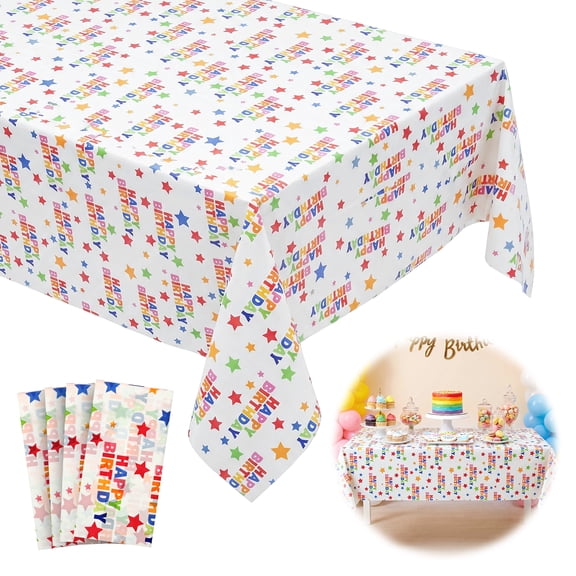 4 Pcs Plastic Table Cloth Disposable Tablecloth Waterproof Oil Resistant Party Table Cover for Holiday Gathering Outdoor Picnic Daily Event Use 54108 inch (Star Design)