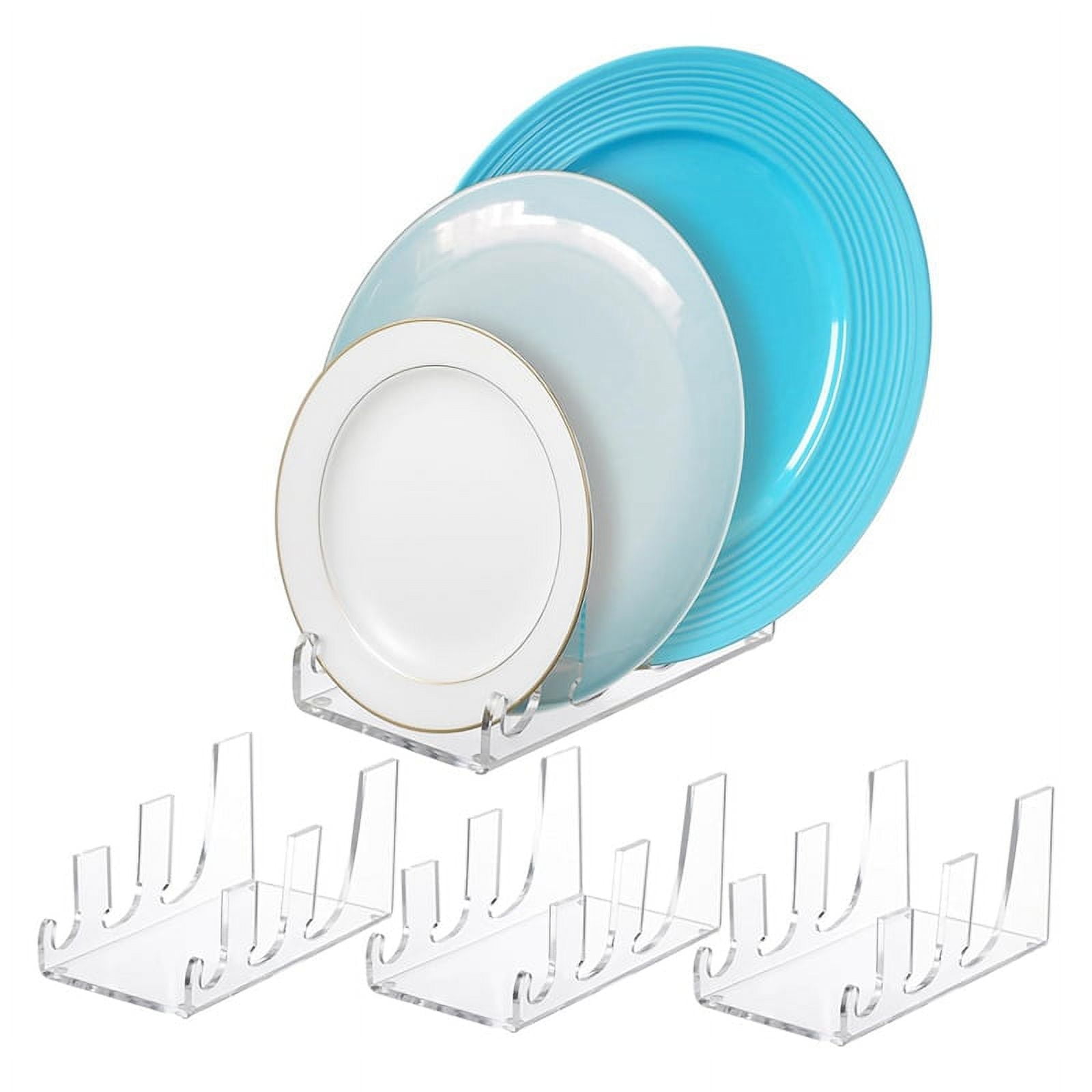 Setting Rack 4 Pcs Plate Dinnerware Display Stand Acrylic Clear China Platters ...