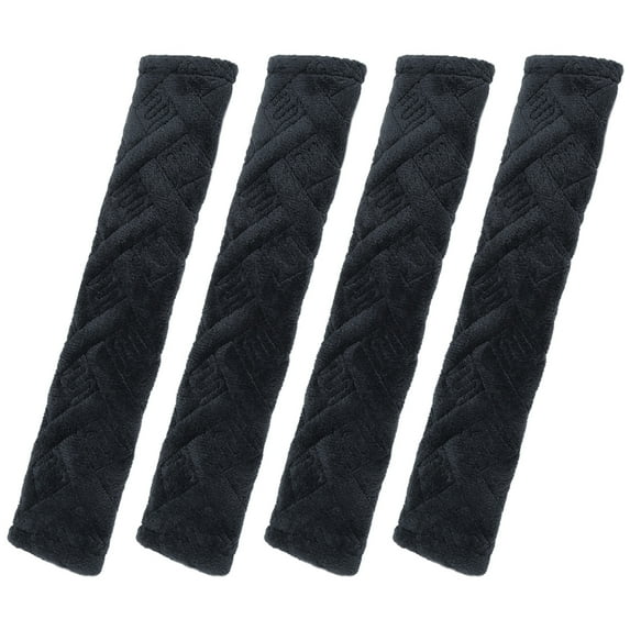 Unique Bargains 4 Pcs Plush Car Seat Belt Protector Shoulder Straps Black