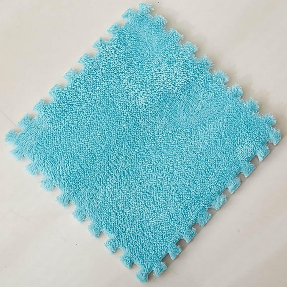 4 Pcs Plush Puzzle Foam Floor Mat for Kids, 11.8 Inch Thick Interlocking Fluffy Tiles with Border Square Rug Split Joint Soft Climbing Carpet Mats Shaggy Area Rug for Room Floor