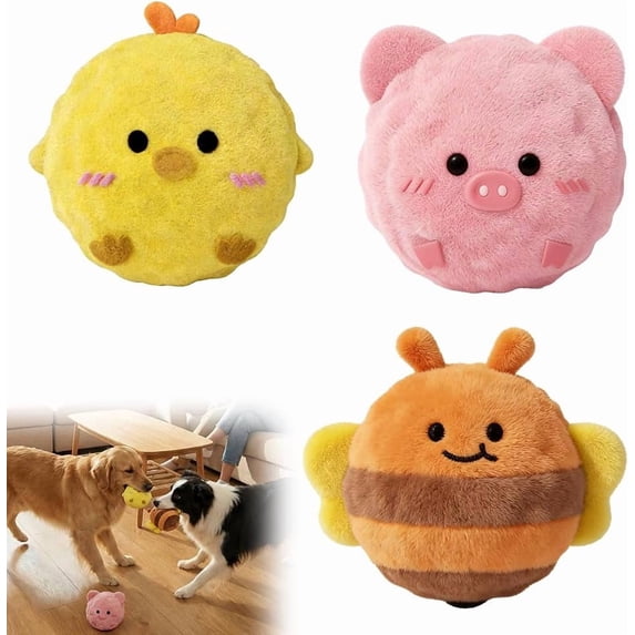 4 Pcs Plush Spiky Ball Dog Toy, 2026 New Interactive Dog Toys, Jumping Squeaky Chew Toy Ball with Soft Durable Fabric for Small Medium Large Dogs Puppy Teething Toys