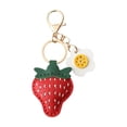 thumbnail image 1 of 4 Pcs Plush Strawberry Keychain Pendant - Soft Faux Leather Bag Charm with Secure Metal Ring for Keys & Accessories, Cute Kawaii Aesthetic Gift, 1 of 8