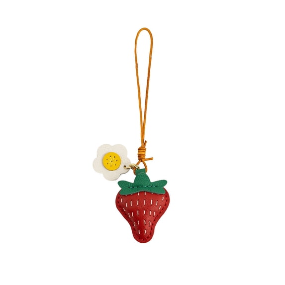 4 Pcs Plush Strawberry Keychain Pendant - Soft Faux Leather Bag Charm with Secure Metal Ring for Keys & Accessories, Cute Kawaii Aesthetic Gift