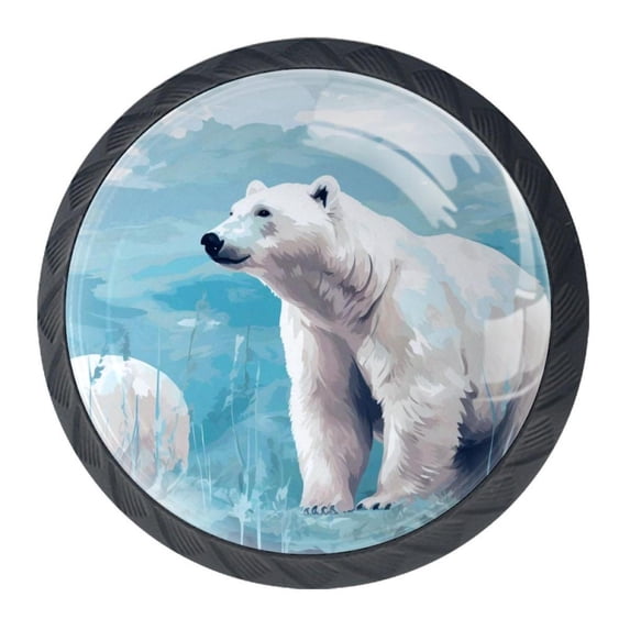 4 Pcs Polar Bear Knobs for Kitchen Cabinet Cupboard Dresser Bookcase Drawer Pulls Handles Round Home Decor