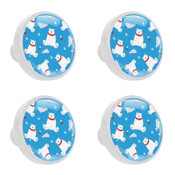 4 Pcs Polar Bear Knobs for Kitchen Cabinet Cupboard Dresser Bookcase Drawer Pulls Handles Round Home Decor