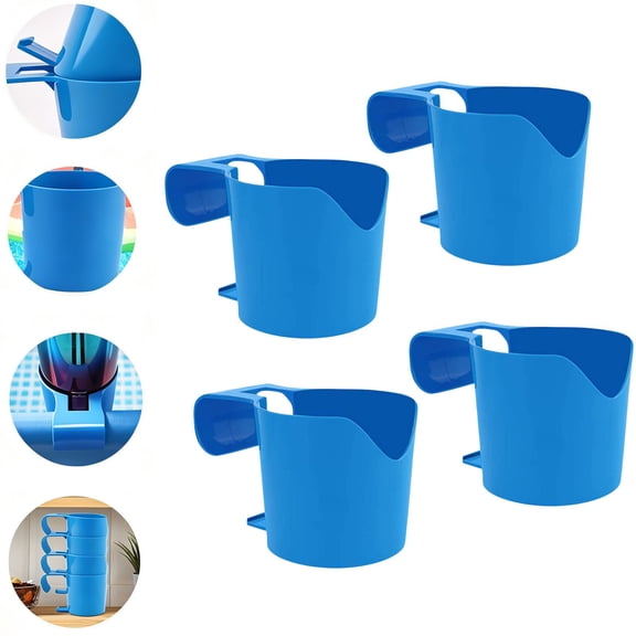 4 Pcs Poolside Cup Holders,Poolsides Drink Rack,Durability Plastics Pool Cup Holder,Compatibility with Ground Pool,Hot Tubs,Bathtubs,Deck Railings