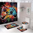 4 Pcs Pop Art Game Shower Curtain Set, Watercolor Controller Bath ...