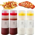 thumbnail image 1 of 4 Pcs Porous Squeeze Bottles,Leak Proof Refillable Condiment Container for Kitchen Use,Salad Dressings,top dispensers for ketchup mustard mayo hot sauces olive oil, 1 of 6