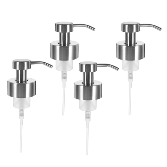 4-Pack Portable Stainless Steel Pump Dispenser with Flat Handle for Easy Liquid Dispensing