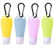 4 Pcs Portable Silicone Travel Bottles Set With Keychain Empty Hand Sanitizer Bottles Containers, Leak-Proof Refillable Travel Size Bottles For Toiletries, Shampoo, Liquids-Style 3;-90 Ml