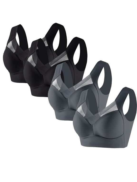 4 Pcs Posture Correcting Bras for Women Plus Size Bras No Underwire Bras Breathable Comfortable Full Coverage Bra
