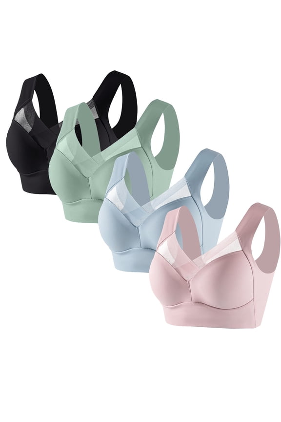 4 Pcs Posture Correcting Bras for Women Plus Size Bras No Underwire Bras Breathable Comfortable Full Coverage Bra