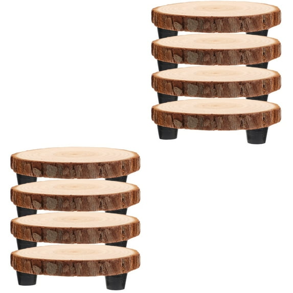 4 Pcs Pots for Plants Decorative Tray Chair Stand Support Log Dining Table Wood