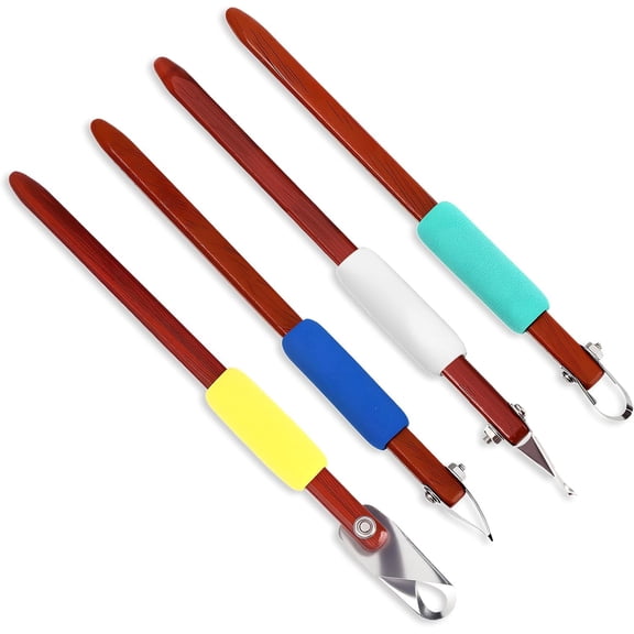 4 Pcs Pottery Carving Tool Set Sculpture Scraper Craft Modelling Tools Red Pear Wood Texture Handle with Stainless Steel Blade for Clay Carving, Ceramic Sculpting, Graffito (Classic Color)