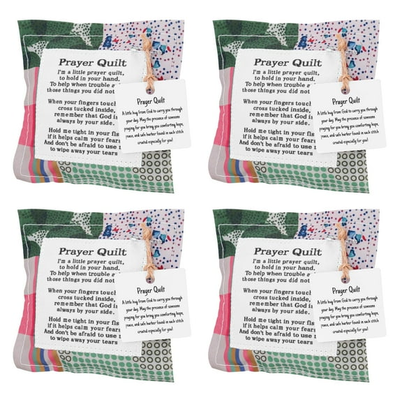 4 Pcs Prayer Quilt with Cross Inside 3.9"x4.5"Handmade Sew Individually Colorful Quilts, Pocket Prayer Quilt, Pocket Prayer Cross, Mini Scripture Quilts, Sympathy
