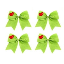 4 Pcs Pre-Tied Lime Green Bow Christmas Tree Decorations for Garland Wreaths Home Front Door Party Winter Holiday Decor