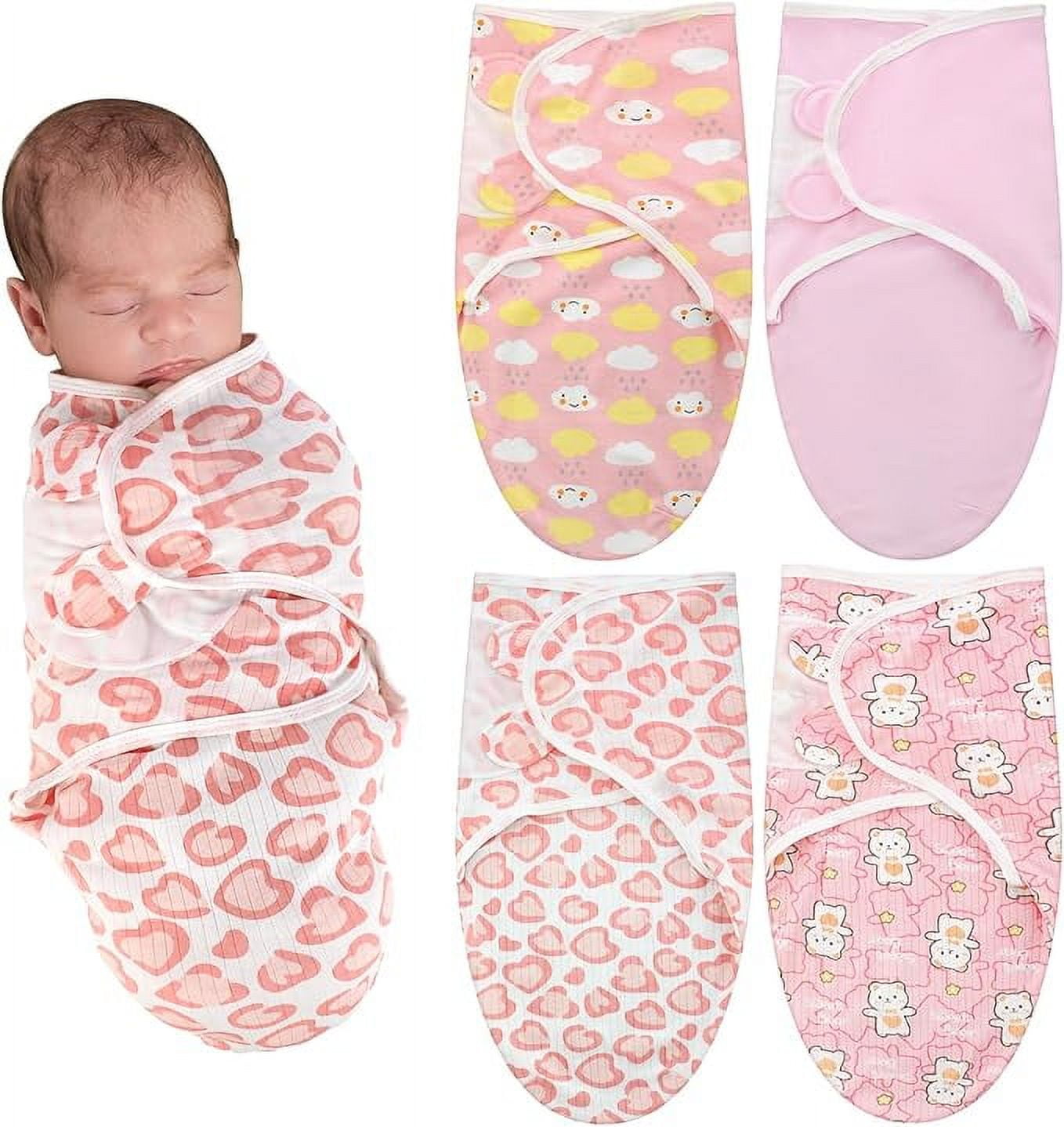 4 Pcs Preemie Baby Swaddle Preemie Swaddle Wrap Adjustable Swaddle Blanket Preemie Size Newborn Cotton Swaddle Blanket for Preemie Boys Girls Sleep