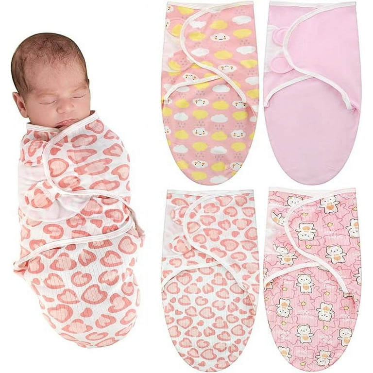 4 Pcs Preemie Baby Swaddle Preemie Swaddle Wrap Adjustable Swaddle Blanket Preemie Size Newborn Cotton Swaddle Blanket for Preemie Boys Girls Sleep