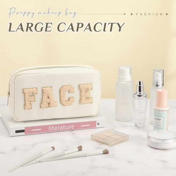 4 Pcs Preppy Makeup Bags Nylon Cosmetic Pouch with Zipper for Women Travel Toiletry